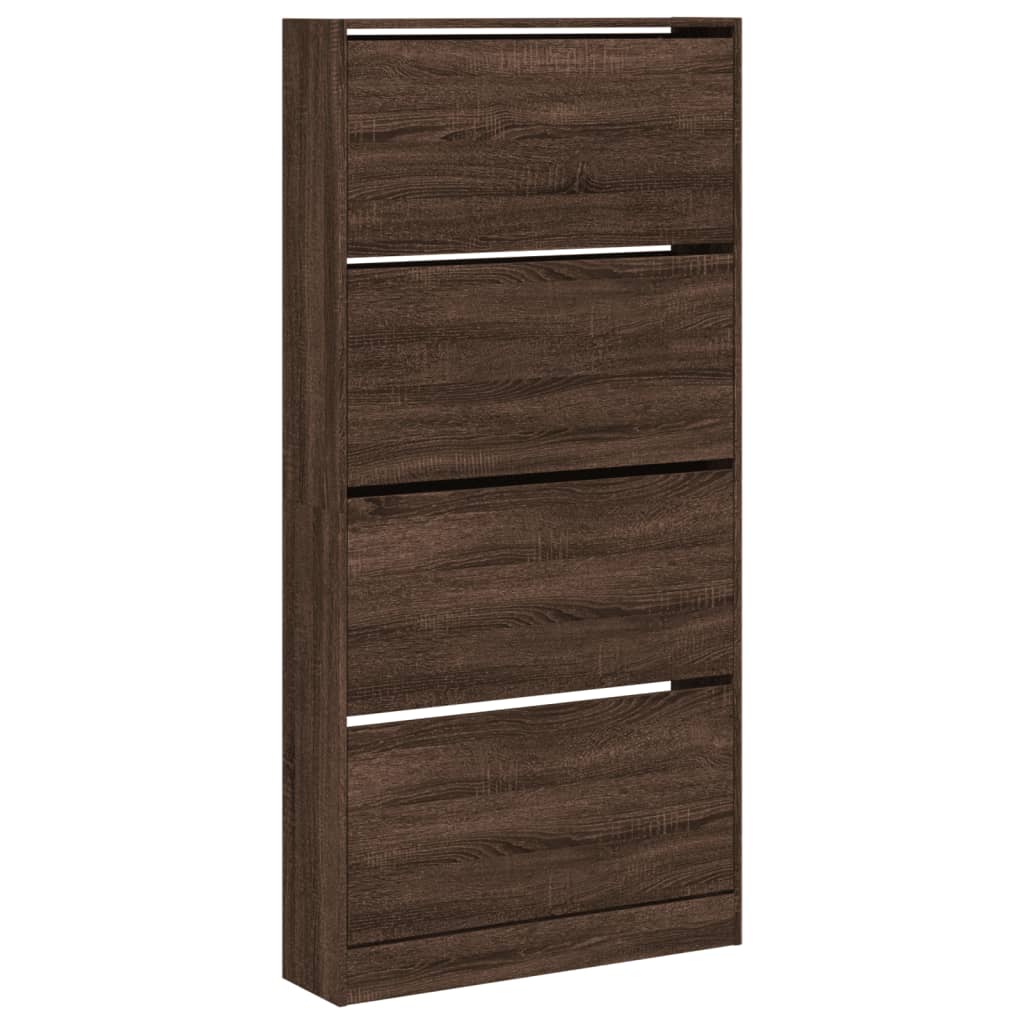 Schoenenkast met 4 klaplades 80x21x163,5 cm bruin eikenkleur is nu te koop bij PeponiXL, paradijselijk wonen!