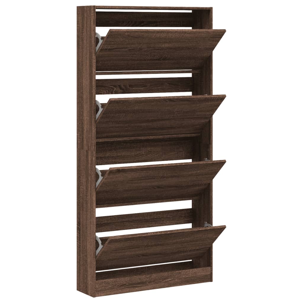 Schoenenkast met 4 klaplades 80x21x163,5 cm bruin eikenkleur is nu te koop bij PeponiXL, paradijselijk wonen!