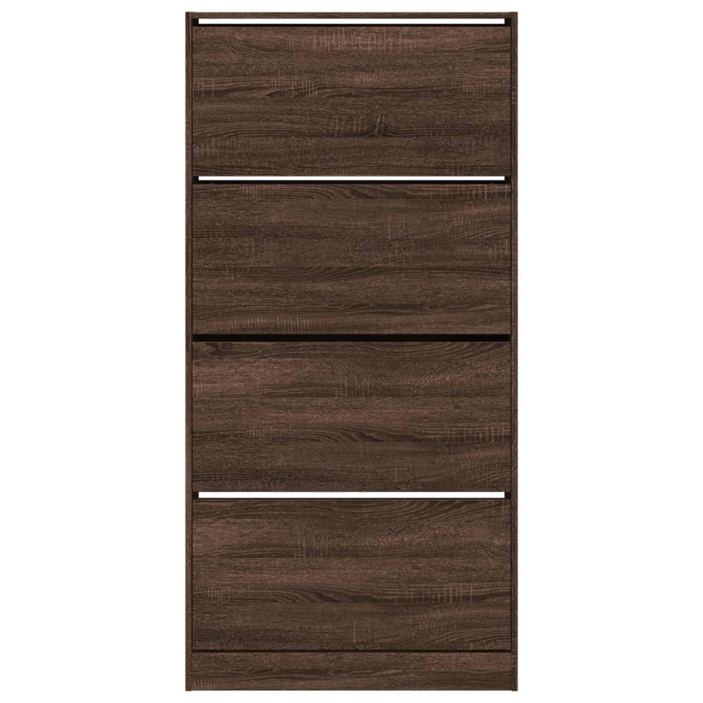 Schoenenkast met 4 klaplades 80x21x163,5 cm bruin eikenkleur is nu te koop bij PeponiXL, paradijselijk wonen!