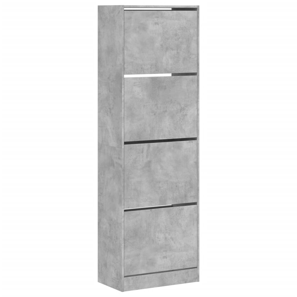 Schoenenkast met 4 klaplades 60x34x187,5 cm betongrijs is nu te koop bij PeponiXL, paradijselijk wonen!