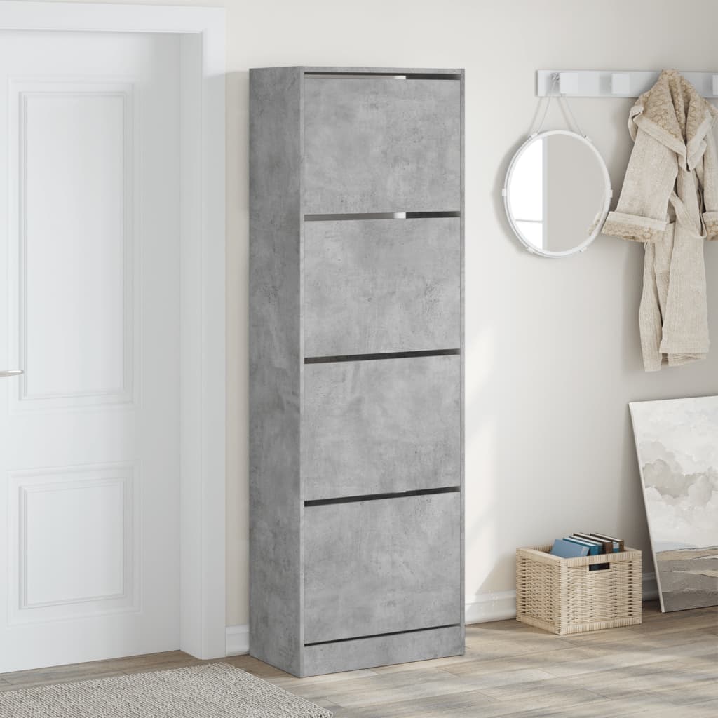 Schoenenkast met 4 klaplades 60x34x187,5 cm betongrijs is nu te koop bij PeponiXL, paradijselijk wonen!