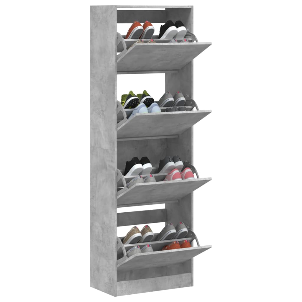 Schoenenkast met 4 klaplades 60x34x187,5 cm betongrijs is nu te koop bij PeponiXL, paradijselijk wonen!