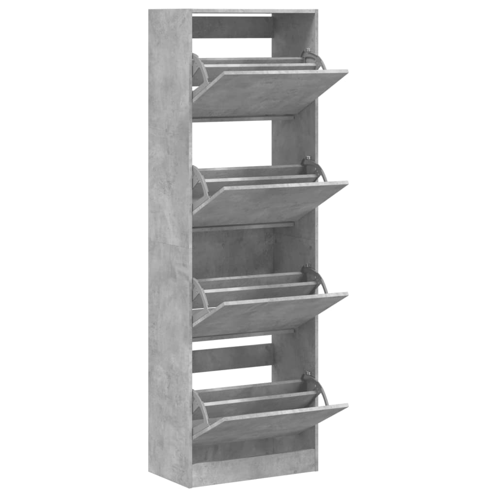 Schoenenkast met 4 klaplades 60x34x187,5 cm betongrijs is nu te koop bij PeponiXL, paradijselijk wonen!