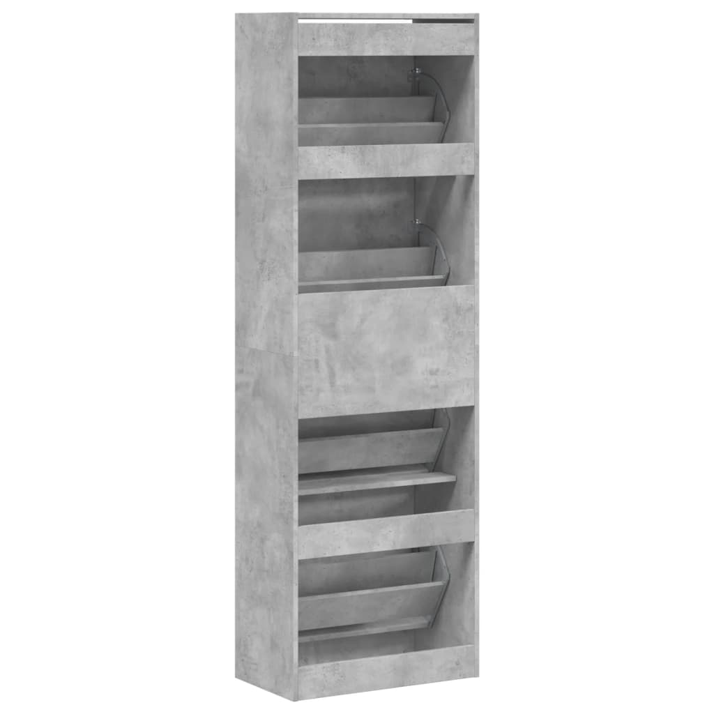 Schoenenkast met 4 klaplades 60x34x187,5 cm betongrijs is nu te koop bij PeponiXL, paradijselijk wonen!