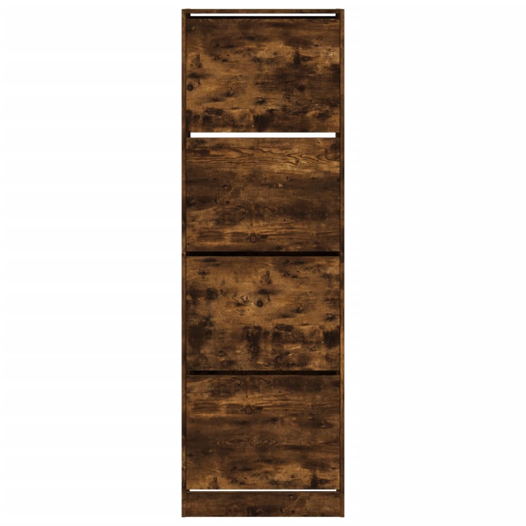 Schoenenkast met 4 klaplades 60x34x187,5 cm gerookt eikenkleur is nu te koop bij PeponiXL, paradijselijk wonen!