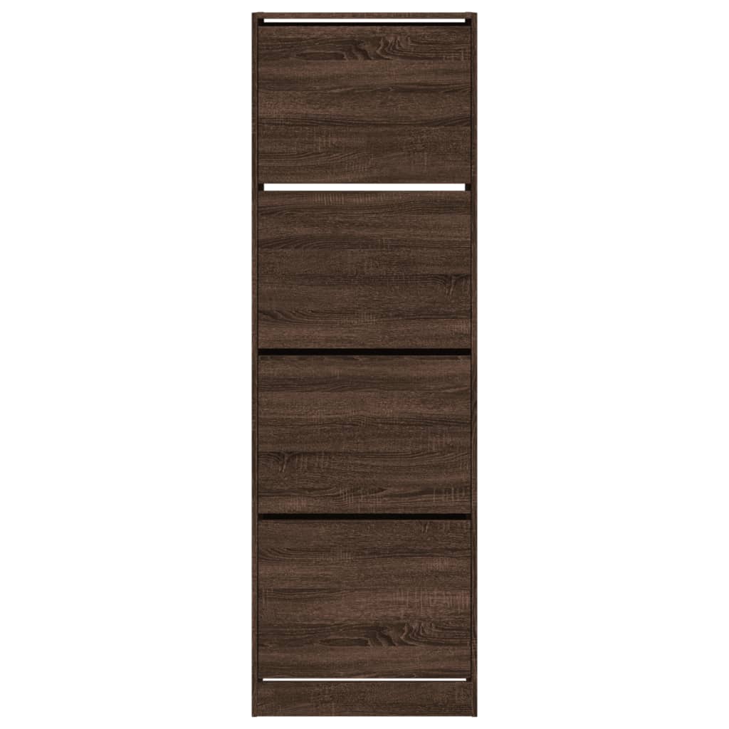 Schoenenkast met 4 klaplades 60x34x187,5 cm bruin eikenkleur is nu te koop bij PeponiXL, paradijselijk wonen!