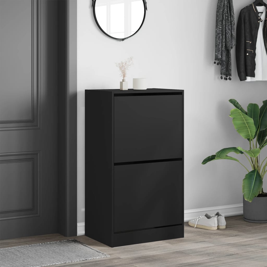 Schoenenkast met 2 klaplades 60x42x108 cm zwart is nu te koop bij PeponiXL, paradijselijk wonen!