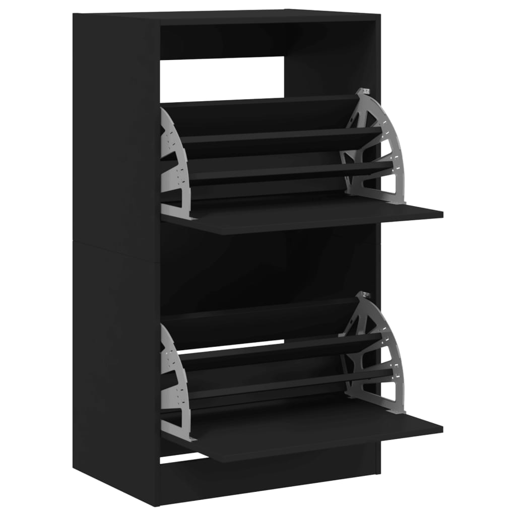 Schoenenkast met 2 klaplades 60x42x108 cm zwart is nu te koop bij PeponiXL, paradijselijk wonen!