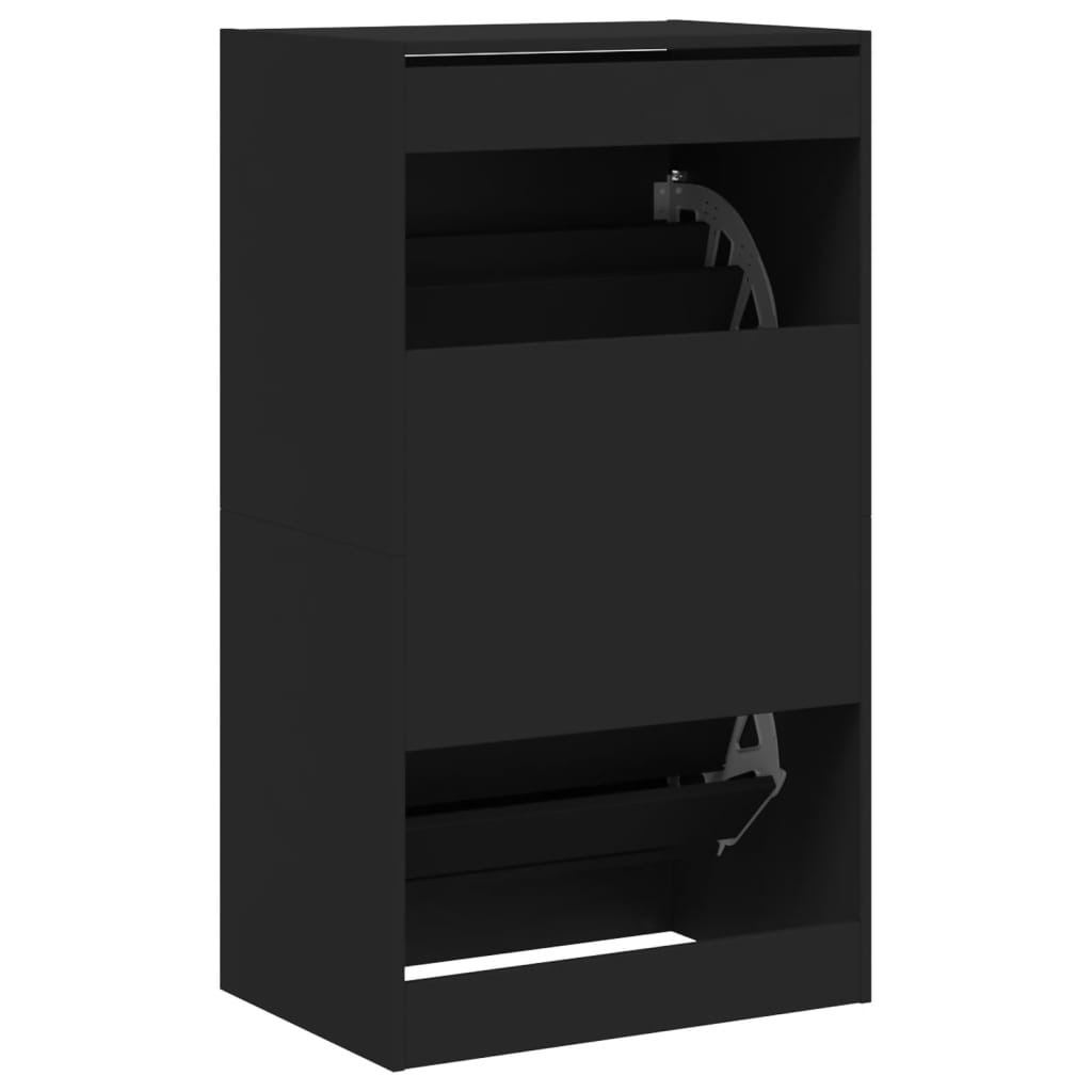 Schoenenkast met 2 klaplades 60x42x108 cm zwart is nu te koop bij PeponiXL, paradijselijk wonen!