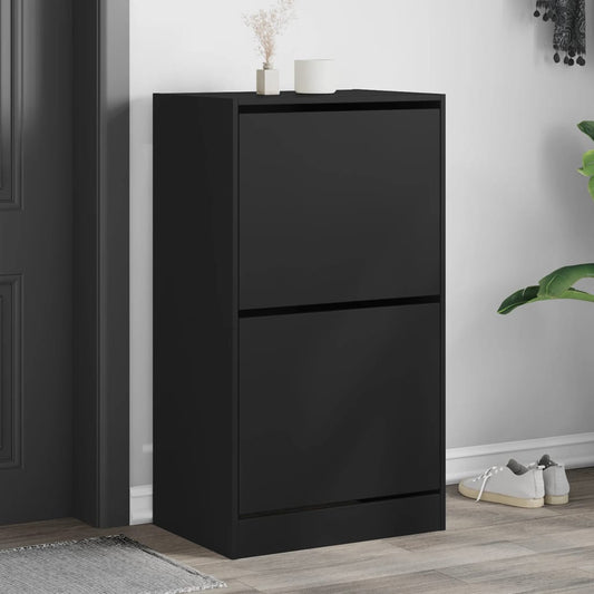 Schoenenkast met 2 klaplades 60x42x108 cm zwart is nu te koop bij PeponiXL, paradijselijk wonen!