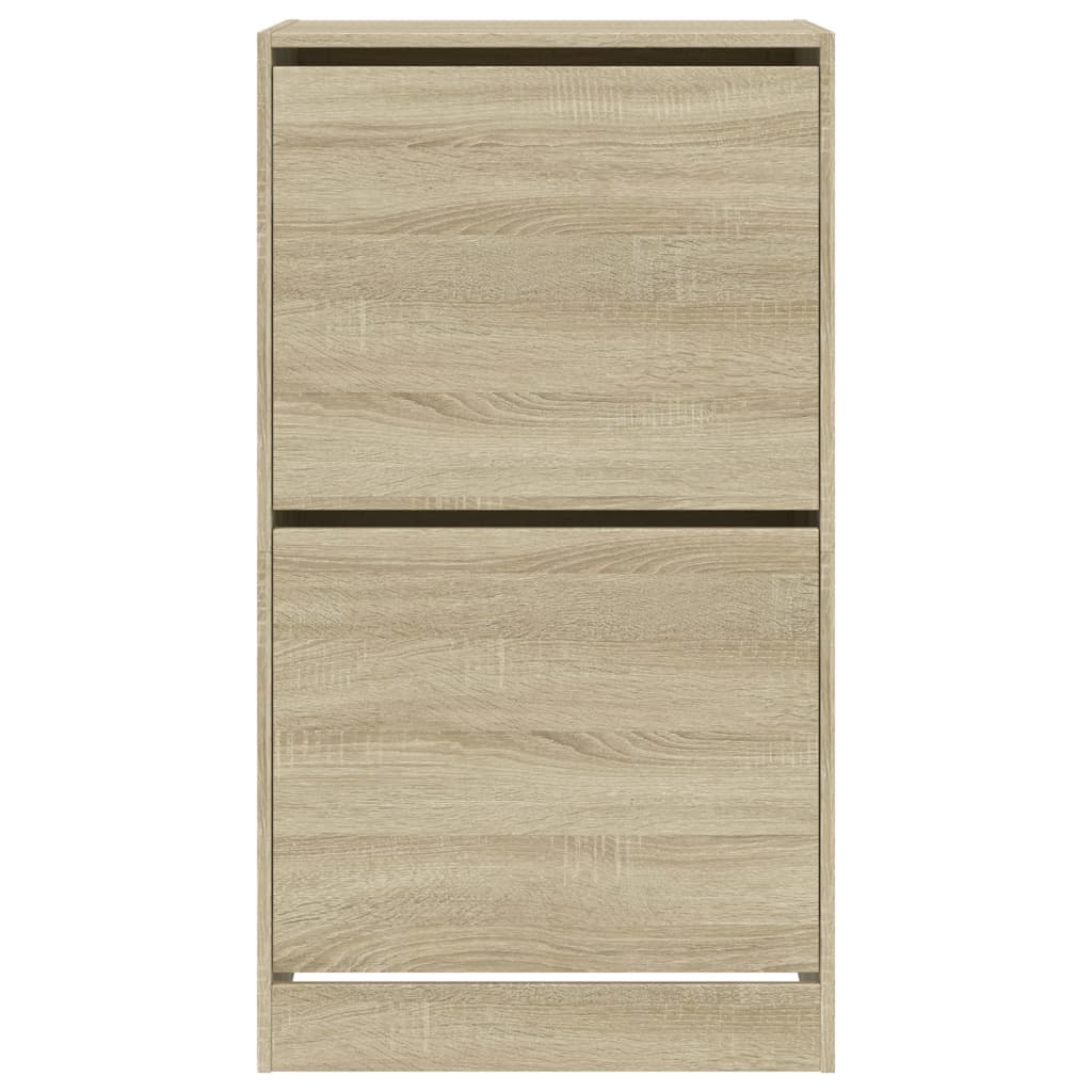 Schoenenkast met 2 klaplades 60x42x108 cm sonoma eikenkleurig is nu te koop bij PeponiXL, paradijselijk wonen!
