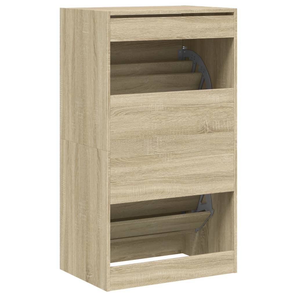 Schoenenkast met 2 klaplades 60x42x108 cm sonoma eikenkleurig is nu te koop bij PeponiXL, paradijselijk wonen!