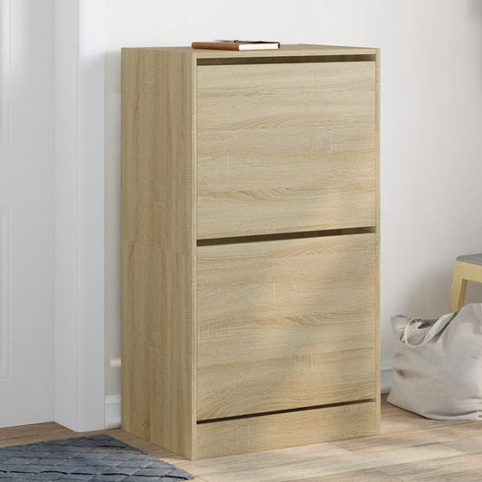 Schoenenkast met 2 klaplades 60x42x108 cm sonoma eikenkleurig is nu te koop bij PeponiXL, paradijselijk wonen!