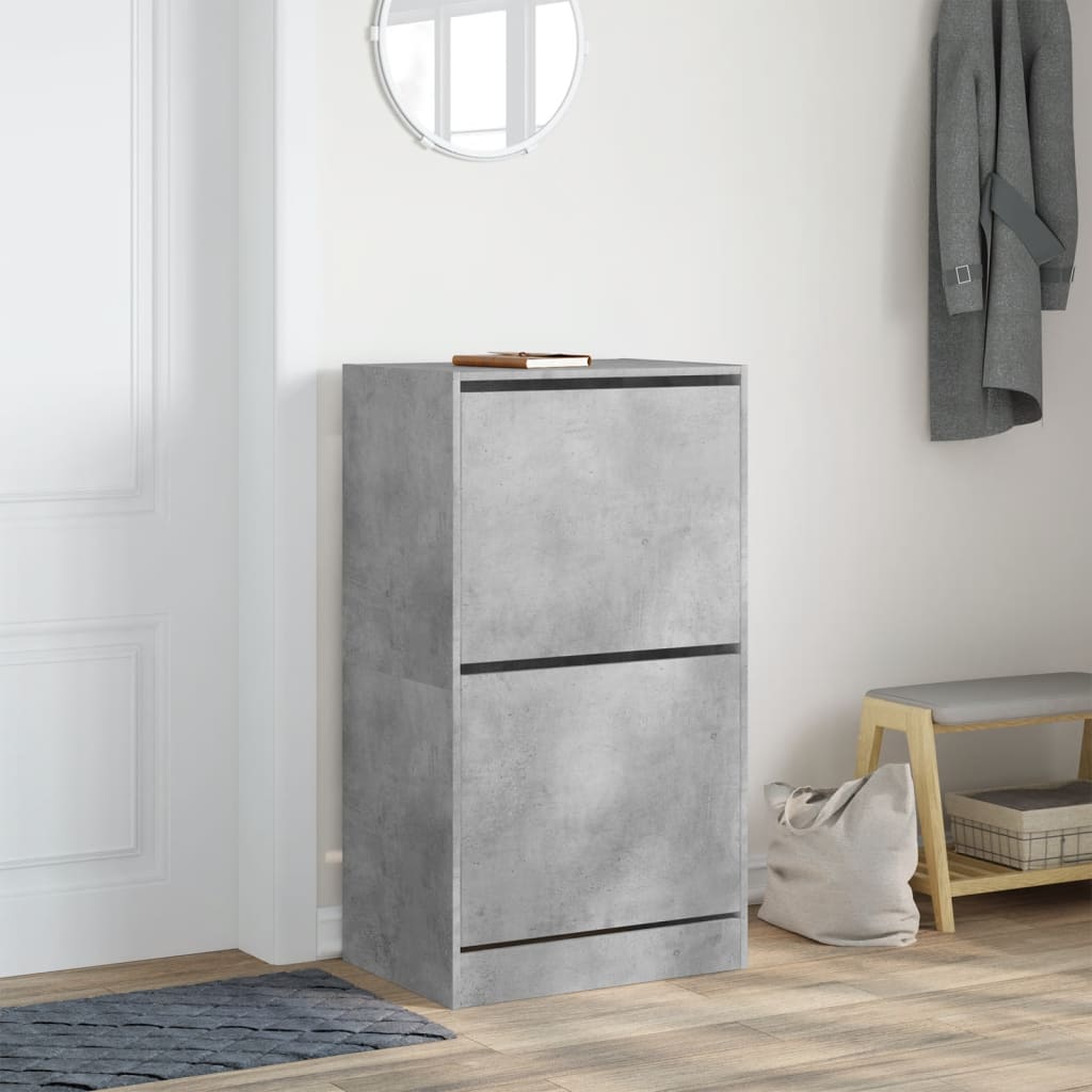 Schoenenkast met 2 klaplades 60x42x108 cm betongrijs is nu te koop bij PeponiXL, paradijselijk wonen!