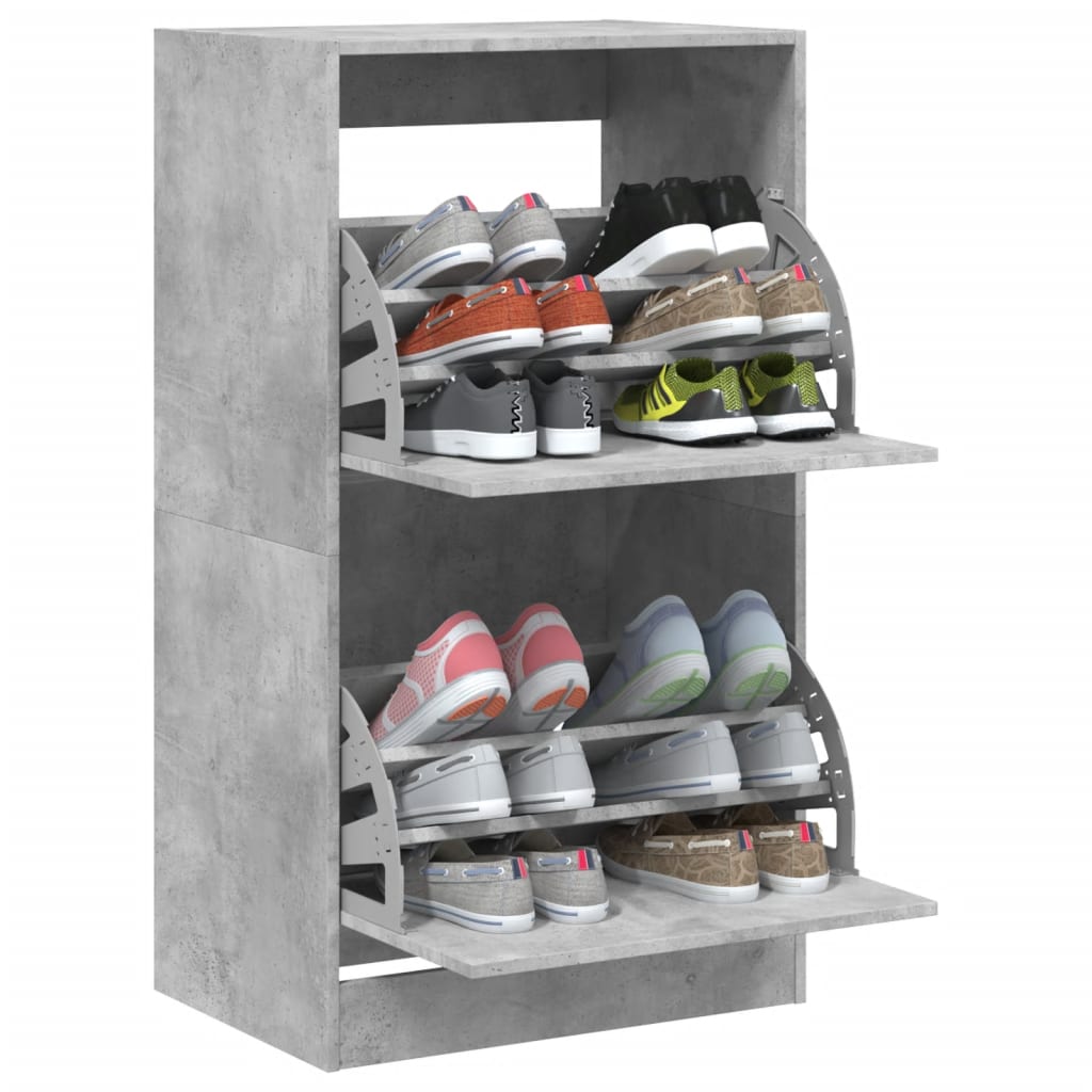 Schoenenkast met 2 klaplades 60x42x108 cm betongrijs is nu te koop bij PeponiXL, paradijselijk wonen!