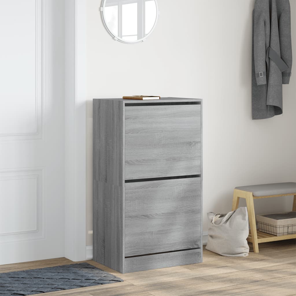 Schoenenkast met 2 klaplades 60x42x108 cm grijs sonoma is nu te koop bij PeponiXL, paradijselijk wonen!