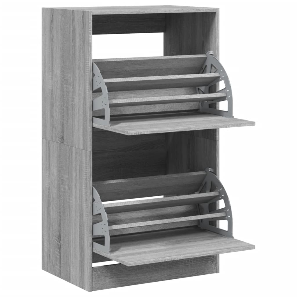 Schoenenkast met 2 klaplades 60x42x108 cm grijs sonoma is nu te koop bij PeponiXL, paradijselijk wonen!