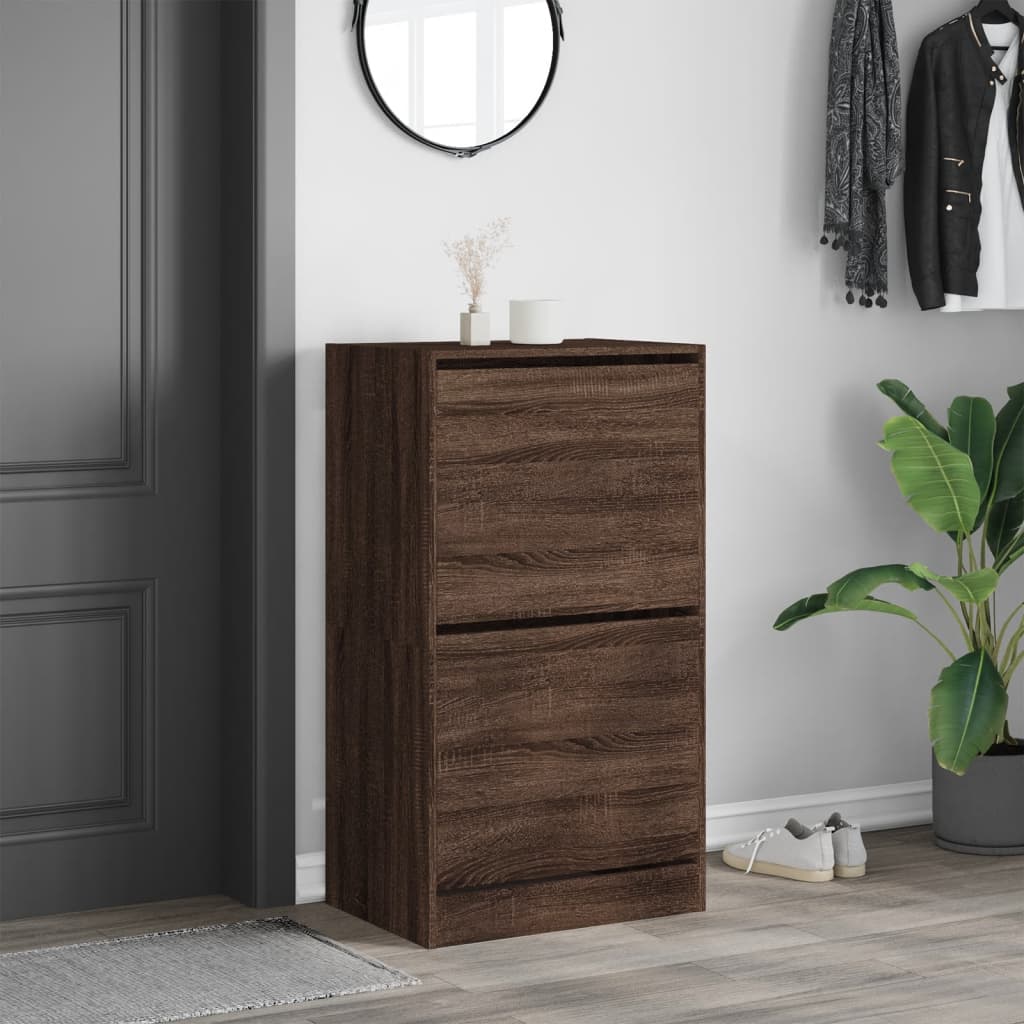 Schoenenkast met 2 klaplades 60x42x108 cm bruin eikenkleur is nu te koop bij PeponiXL, paradijselijk wonen!