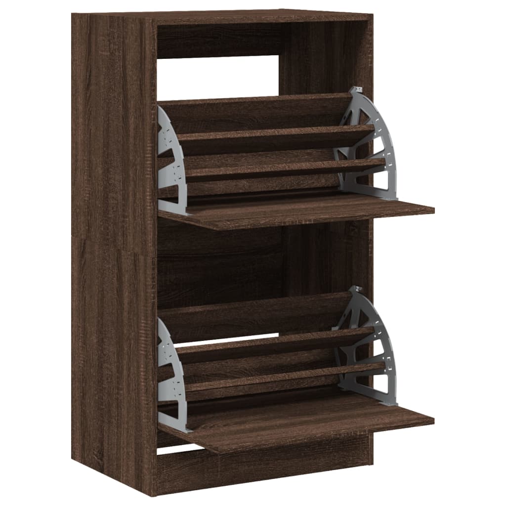 Schoenenkast met 2 klaplades 60x42x108 cm bruin eikenkleur is nu te koop bij PeponiXL, paradijselijk wonen!
