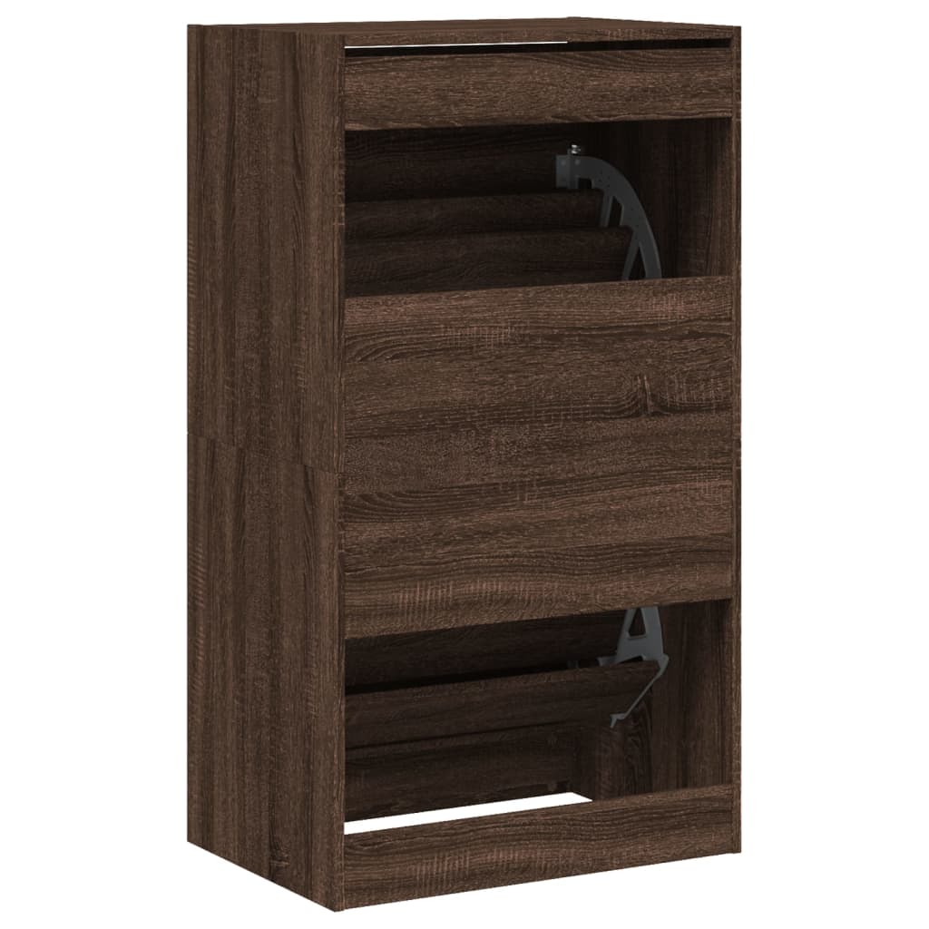 Schoenenkast met 2 klaplades 60x42x108 cm bruin eikenkleur is nu te koop bij PeponiXL, paradijselijk wonen!