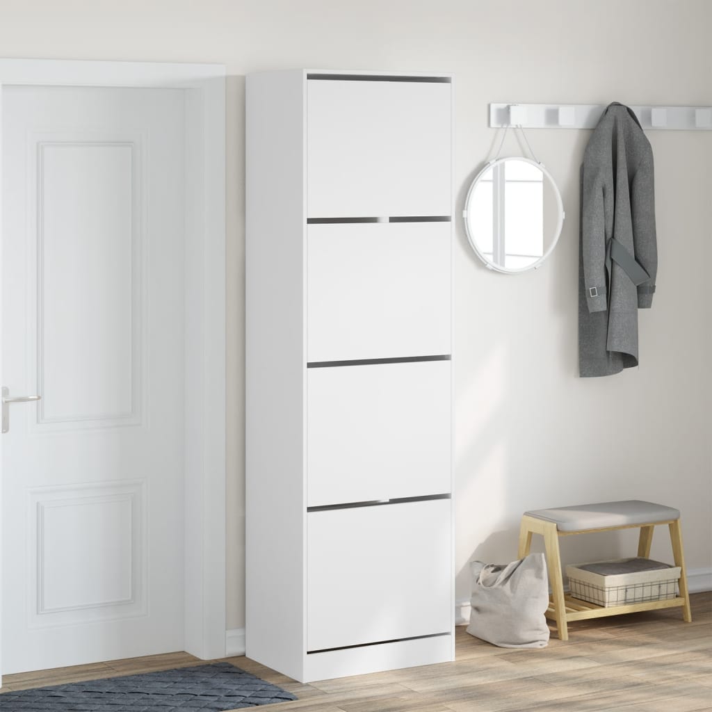 Schoenenkast met 4 klaplades 60x42x204 cm wit is nu te koop bij PeponiXL, paradijselijk wonen!