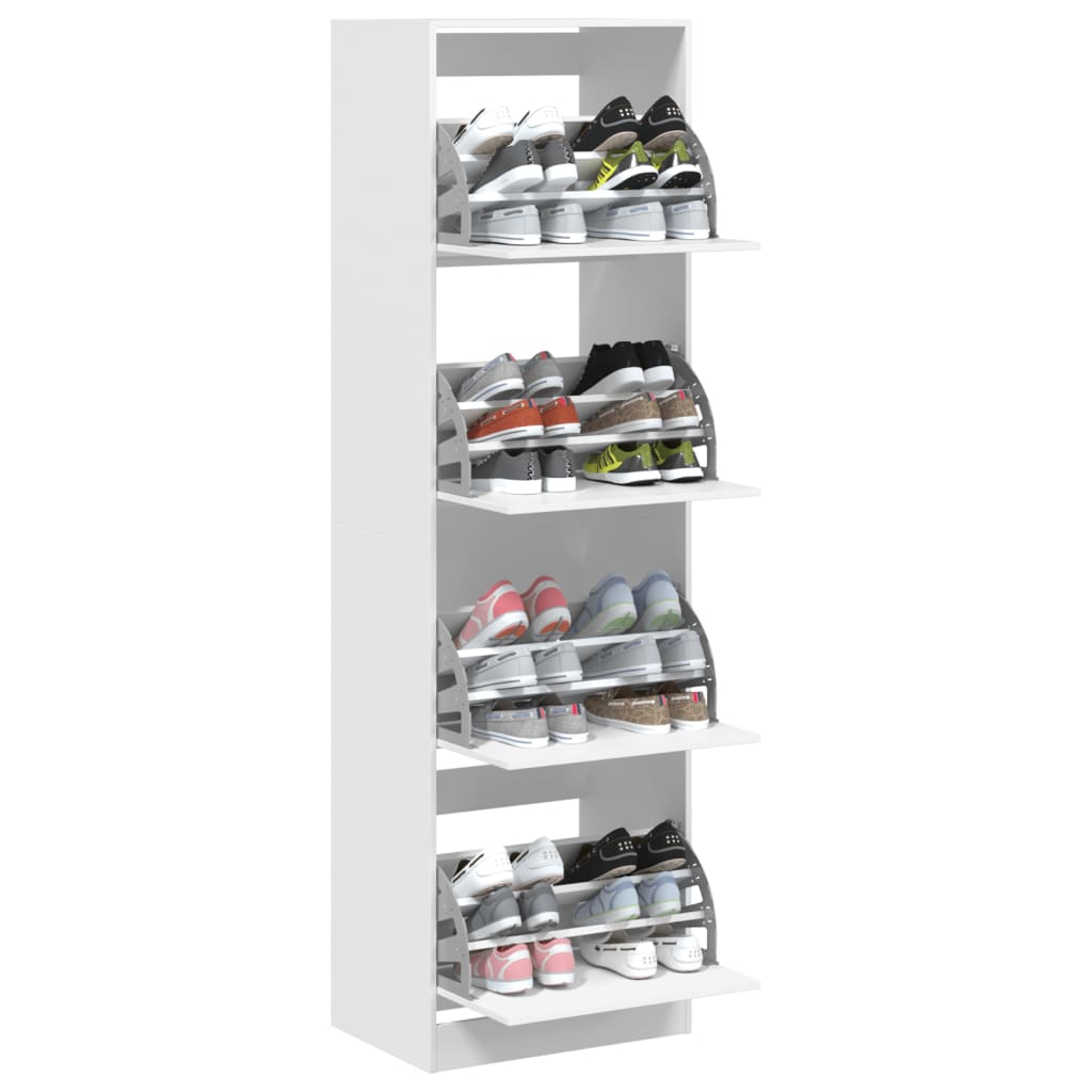 Schoenenkast met 4 klaplades 60x42x204 cm wit is nu te koop bij PeponiXL, paradijselijk wonen!