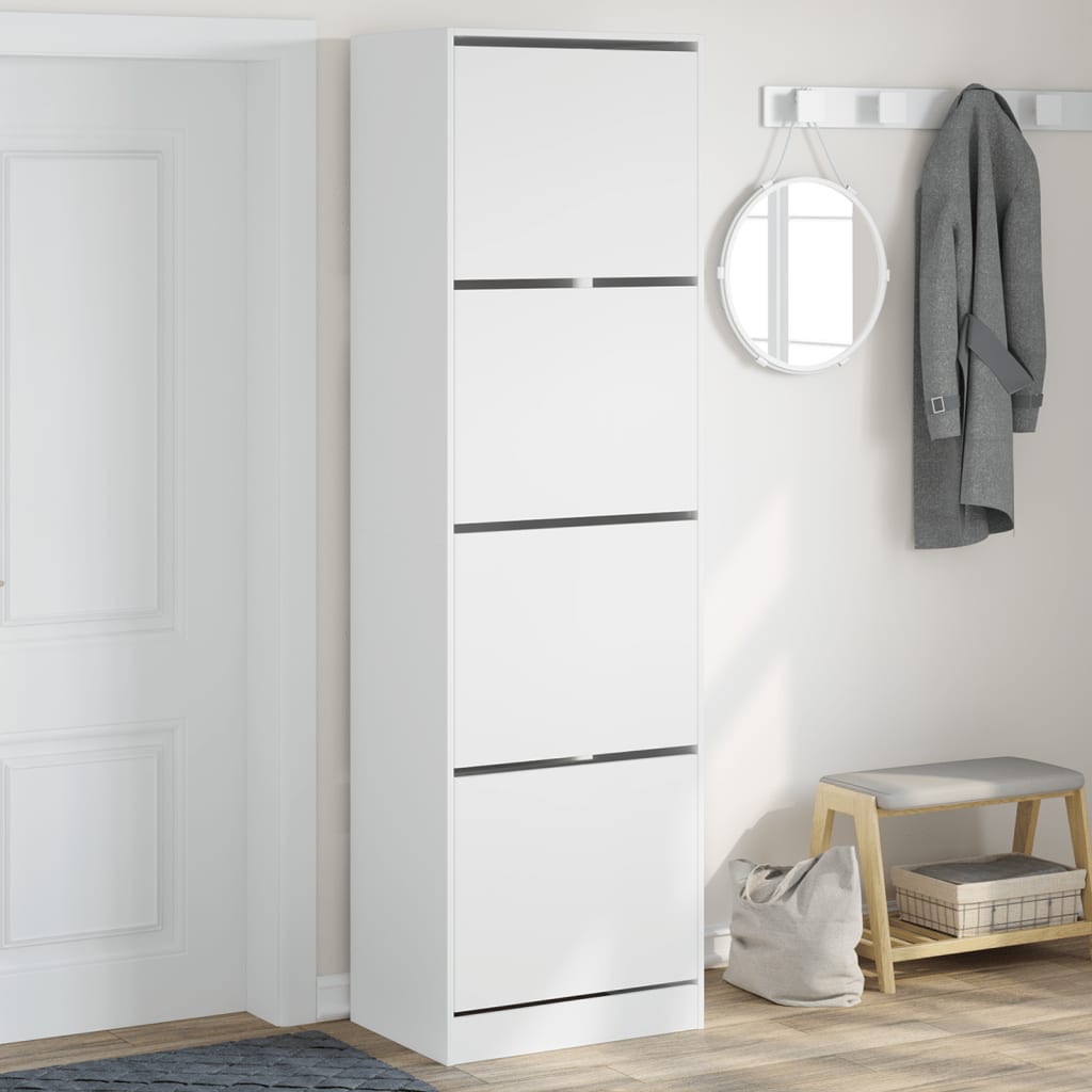 Schoenenkast met 4 klaplades 60x42x204 cm wit is nu te koop bij PeponiXL, paradijselijk wonen!