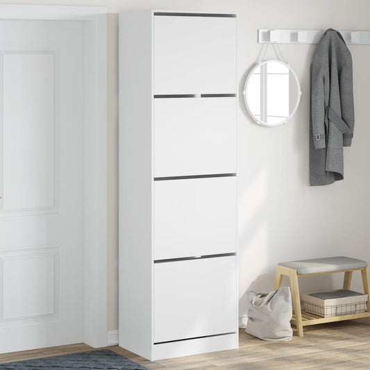Schoenenkast met 4 klaplades 60x42x204 cm wit is nu te koop bij PeponiXL, paradijselijk wonen!