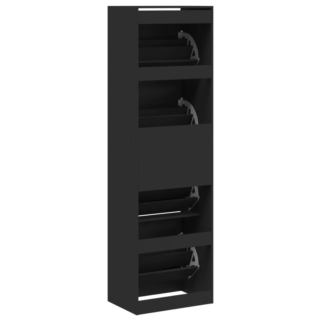 Schoenenkast met 4 klaplades 60x42x204 cm zwart is nu te koop bij PeponiXL, paradijselijk wonen!