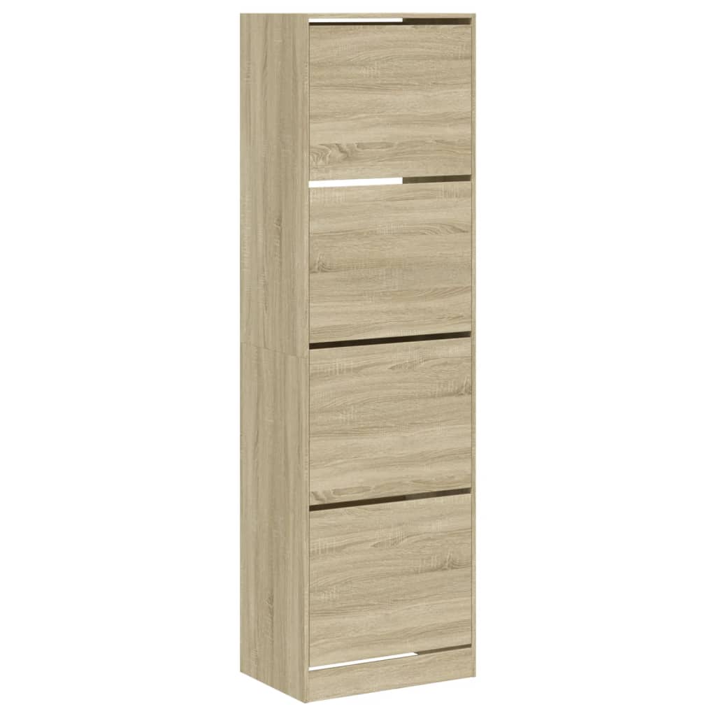 Schoenenkast met 4 klaplades 60x42x204 cm sonoma eikenkleurig is nu te koop bij PeponiXL, paradijselijk wonen!