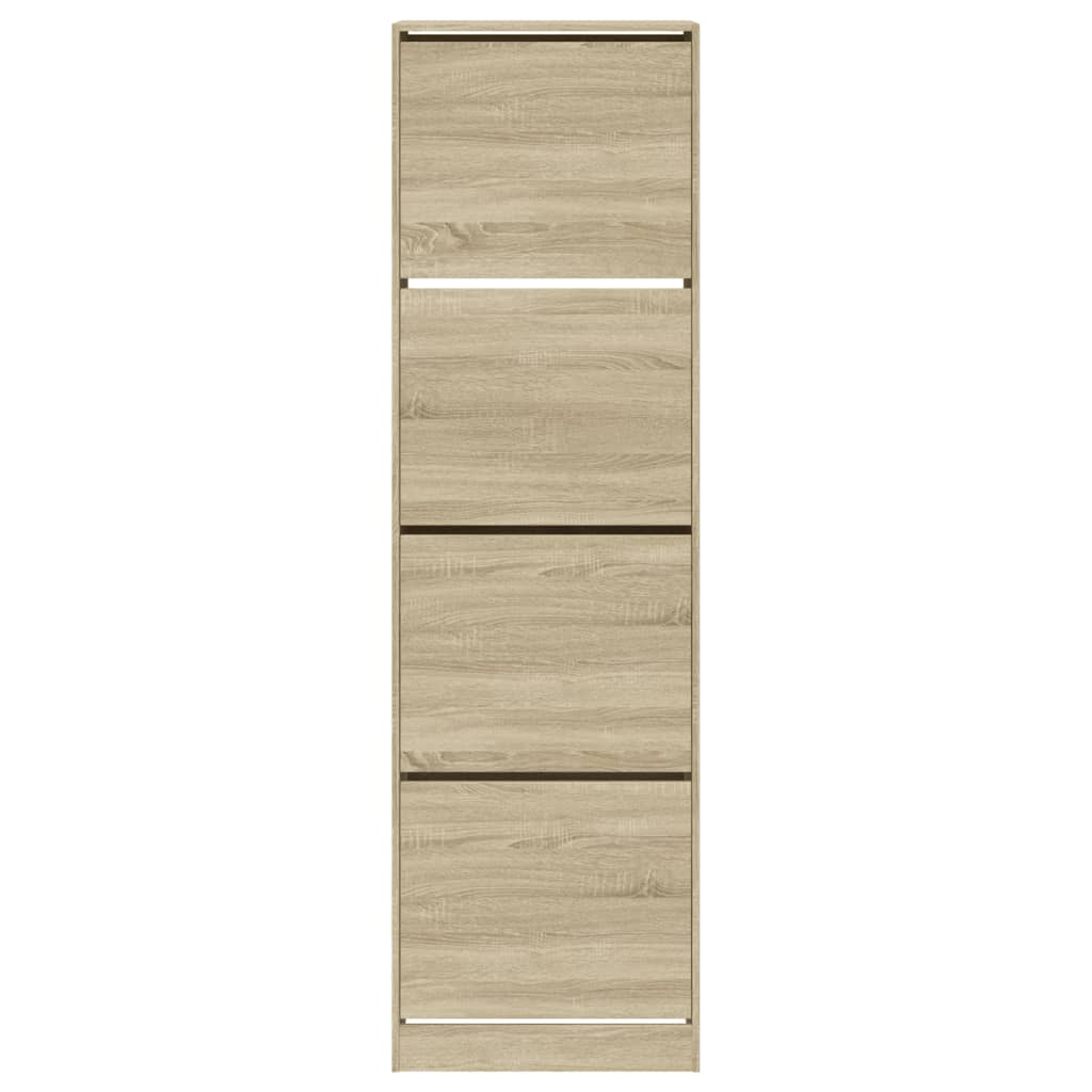 Schoenenkast met 4 klaplades 60x42x204 cm sonoma eikenkleurig is nu te koop bij PeponiXL, paradijselijk wonen!