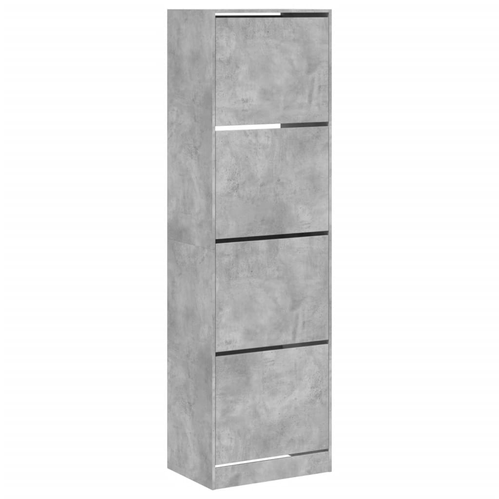 Schoenenkast met 4 klaplades 60x42x204 cm betongrijs is nu te koop bij PeponiXL, paradijselijk wonen!
