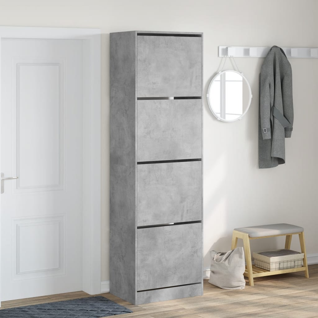 Schoenenkast met 4 klaplades 60x42x204 cm betongrijs is nu te koop bij PeponiXL, paradijselijk wonen!