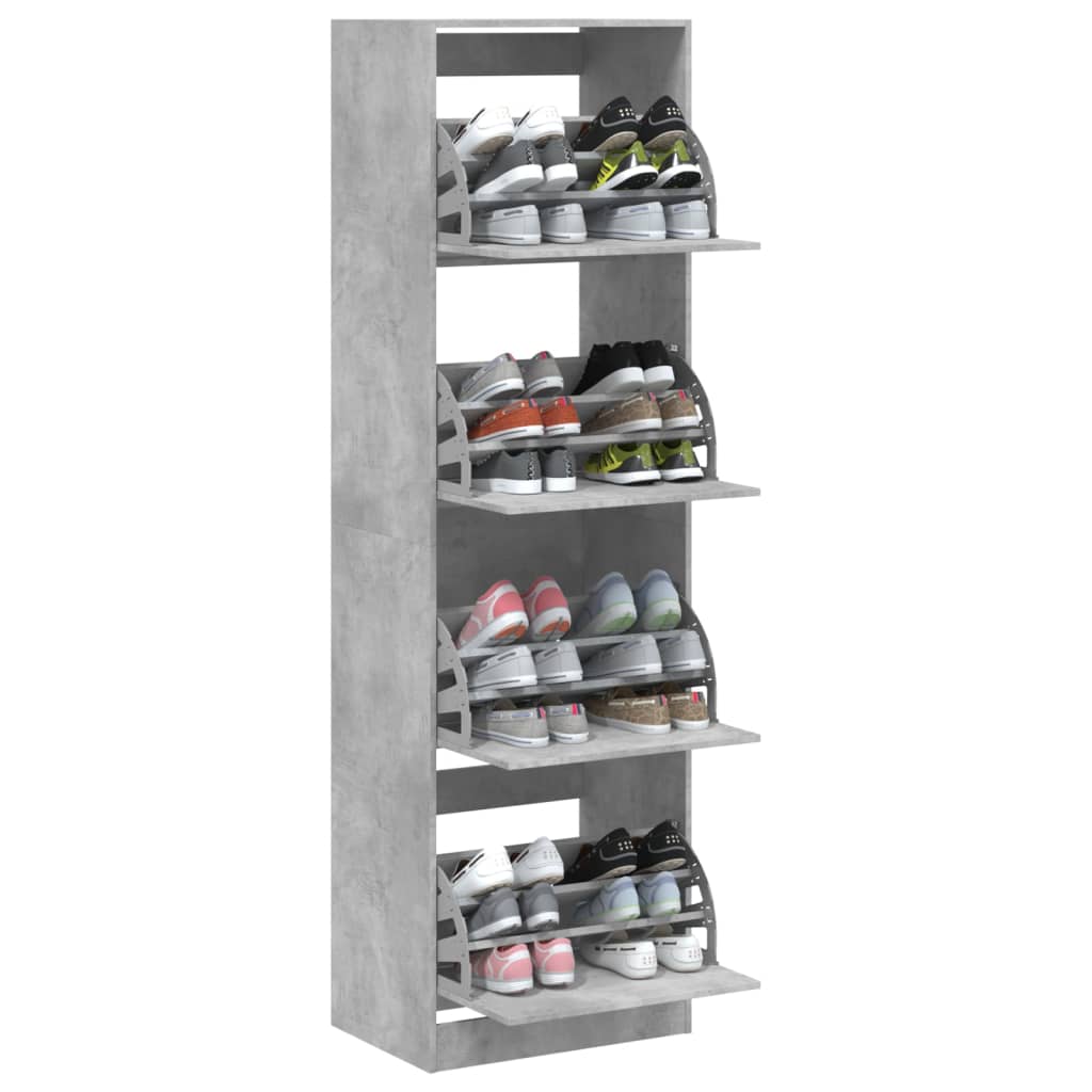 Schoenenkast met 4 klaplades 60x42x204 cm betongrijs is nu te koop bij PeponiXL, paradijselijk wonen!