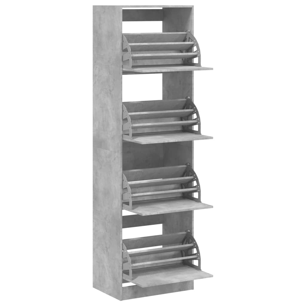 Schoenenkast met 4 klaplades 60x42x204 cm betongrijs is nu te koop bij PeponiXL, paradijselijk wonen!