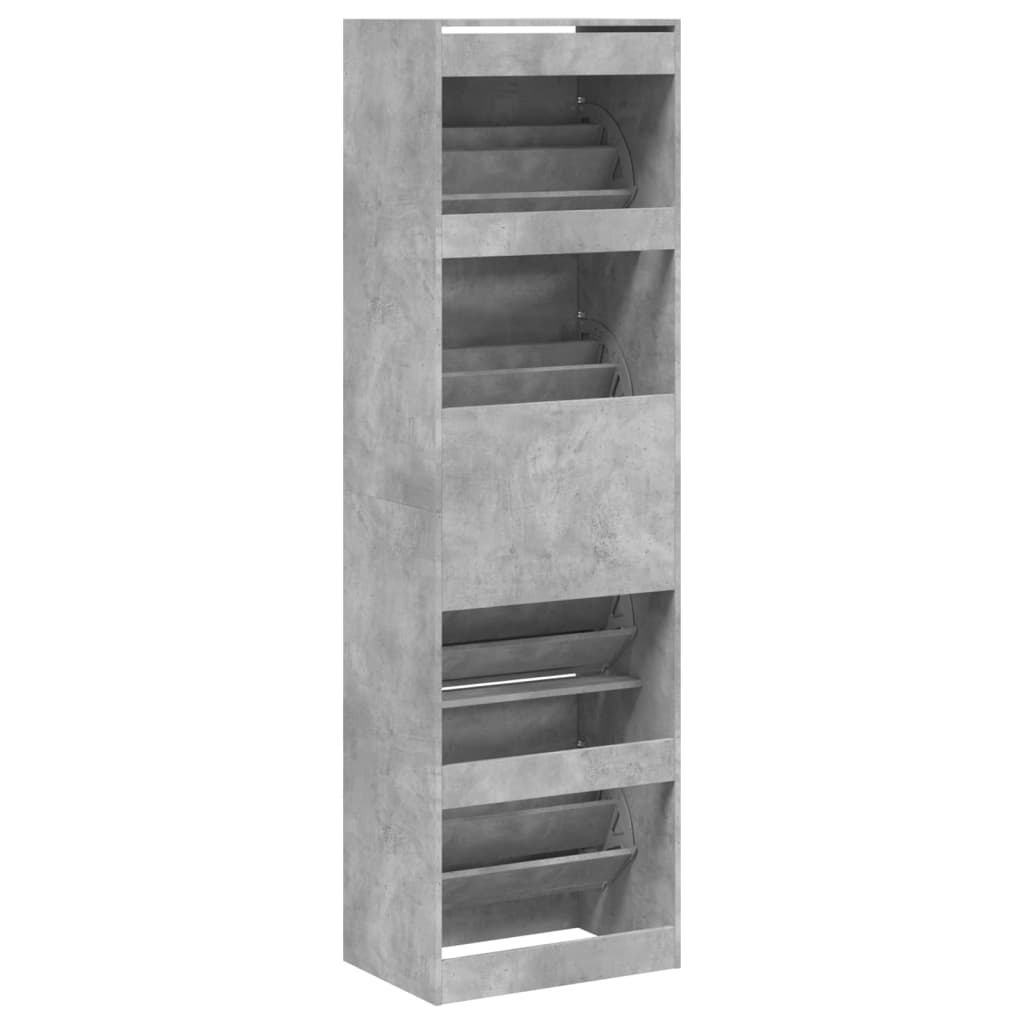 Schoenenkast met 4 klaplades 60x42x204 cm betongrijs is nu te koop bij PeponiXL, paradijselijk wonen!