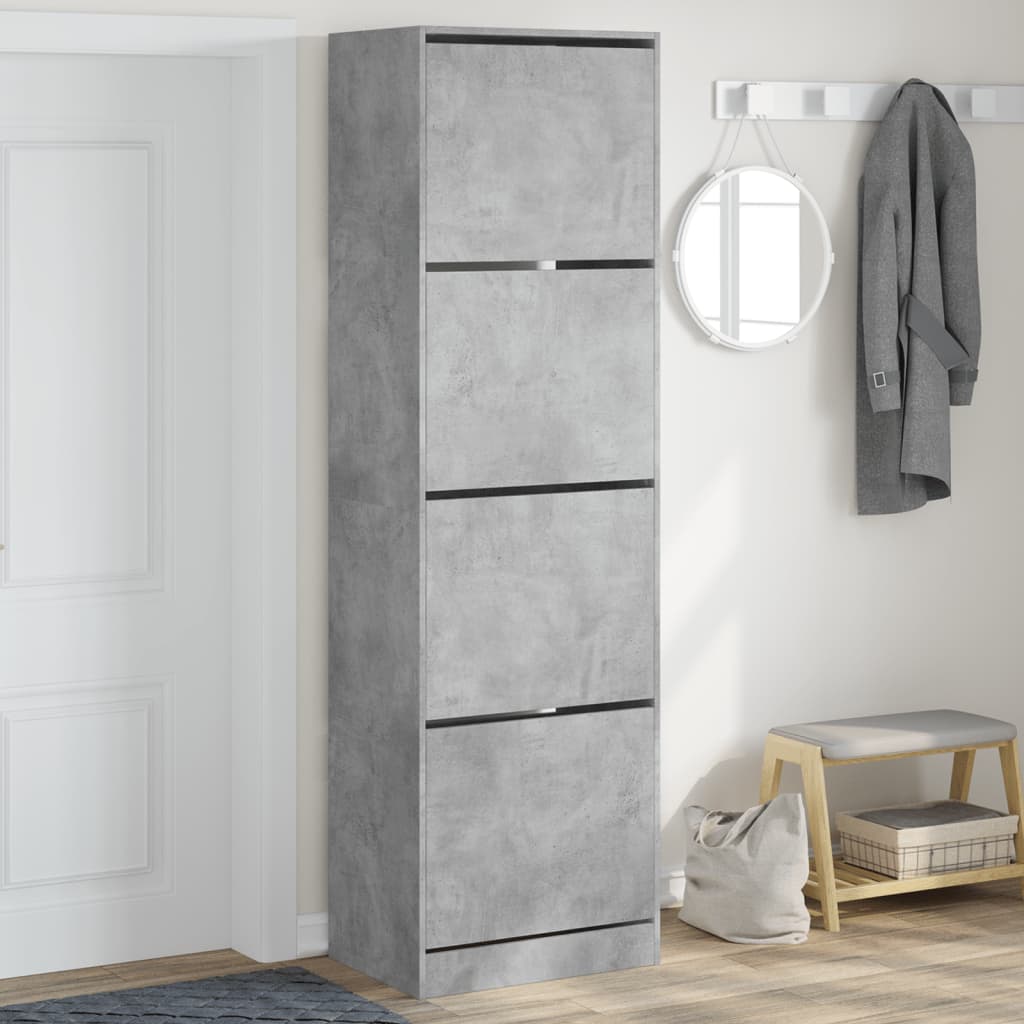 Schoenenkast met 4 klaplades 60x42x204 cm betongrijs is nu te koop bij PeponiXL, paradijselijk wonen!