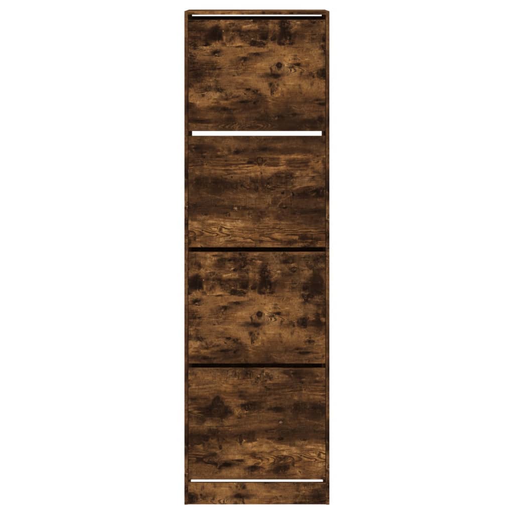 Schoenenkast met 4 klaplades 60x42x204 cm gerookt eikenkleurig is nu te koop bij PeponiXL, paradijselijk wonen!