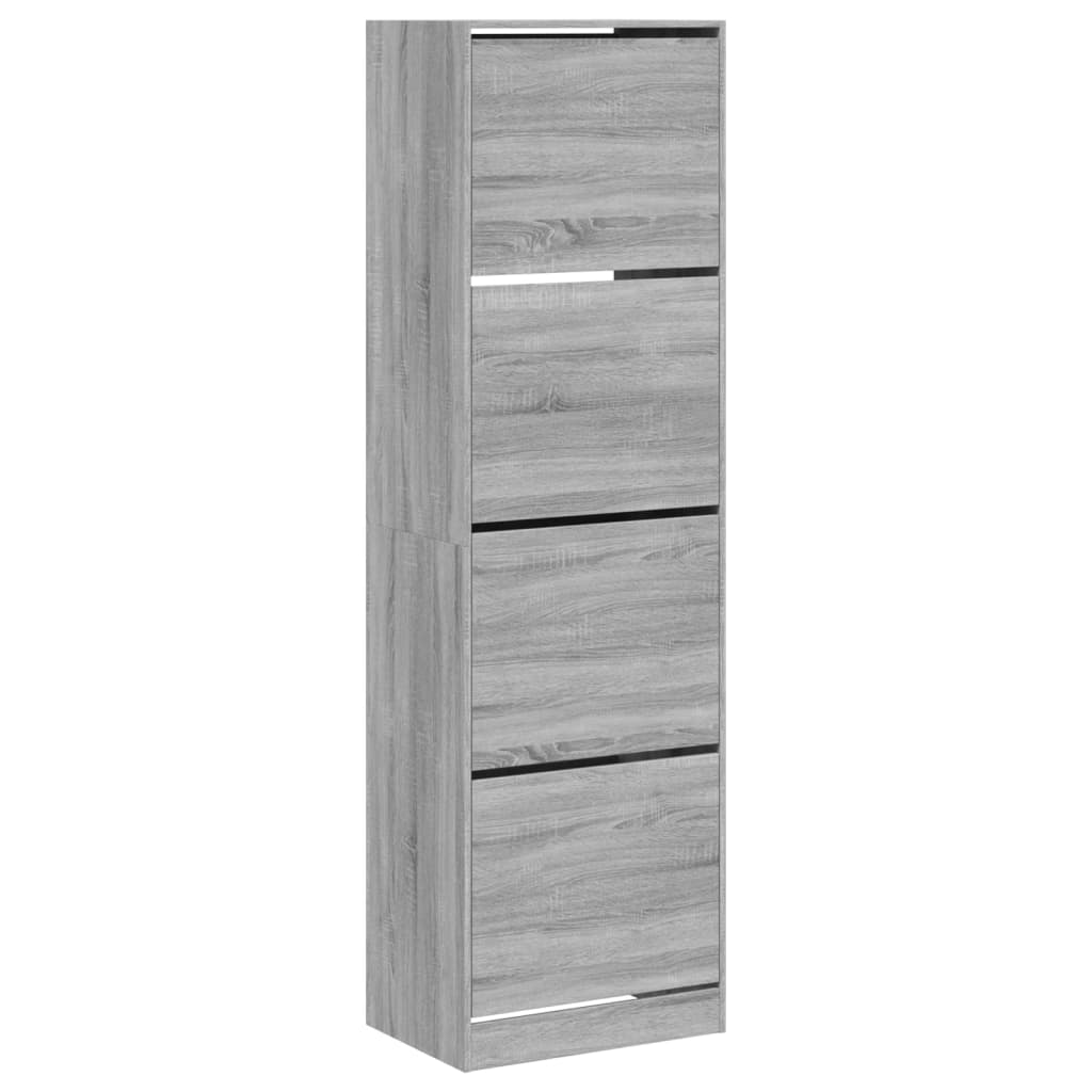 Schoenenkast met 4 klaplades 60x42x204 cm grijs sonoma is nu te koop bij PeponiXL, paradijselijk wonen!