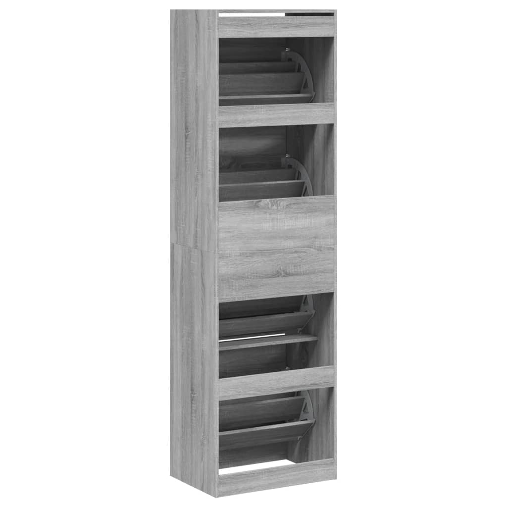 Schoenenkast met 4 klaplades 60x42x204 cm grijs sonoma is nu te koop bij PeponiXL, paradijselijk wonen!