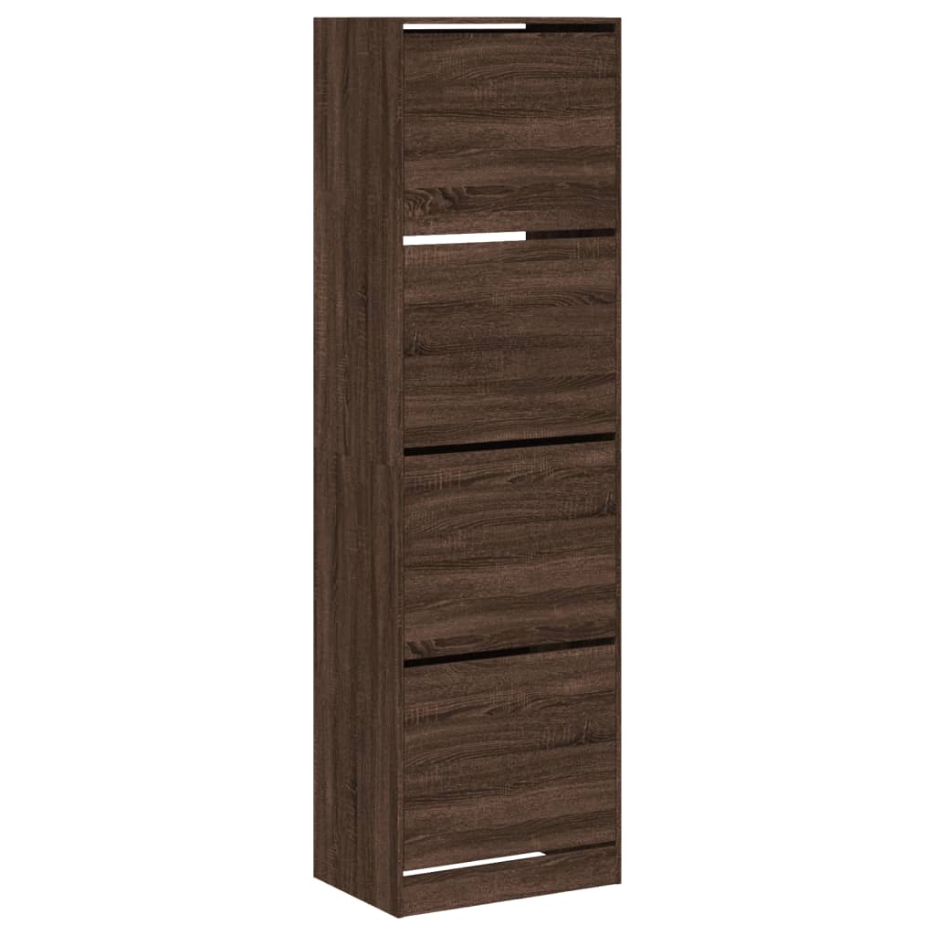Schoenenkast met 4 klaplades 60x42x204 cm bruin eikenkleur is nu te koop bij PeponiXL, paradijselijk wonen!