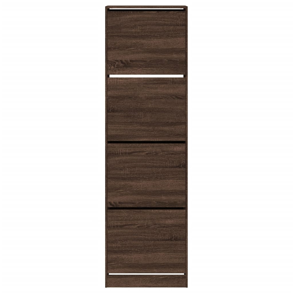 Schoenenkast met 4 klaplades 60x42x204 cm bruin eikenkleur is nu te koop bij PeponiXL, paradijselijk wonen!