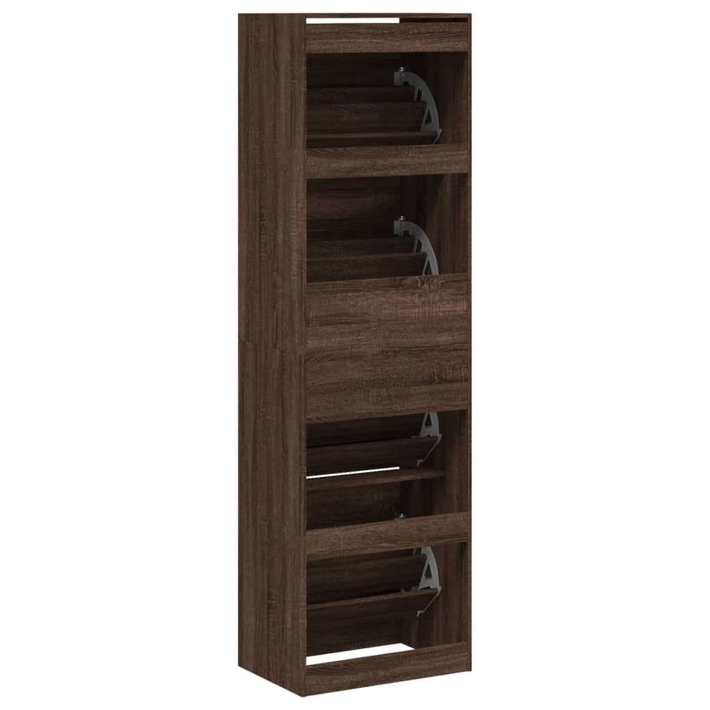 Schoenenkast met 4 klaplades 60x42x204 cm bruin eikenkleur is nu te koop bij PeponiXL, paradijselijk wonen!