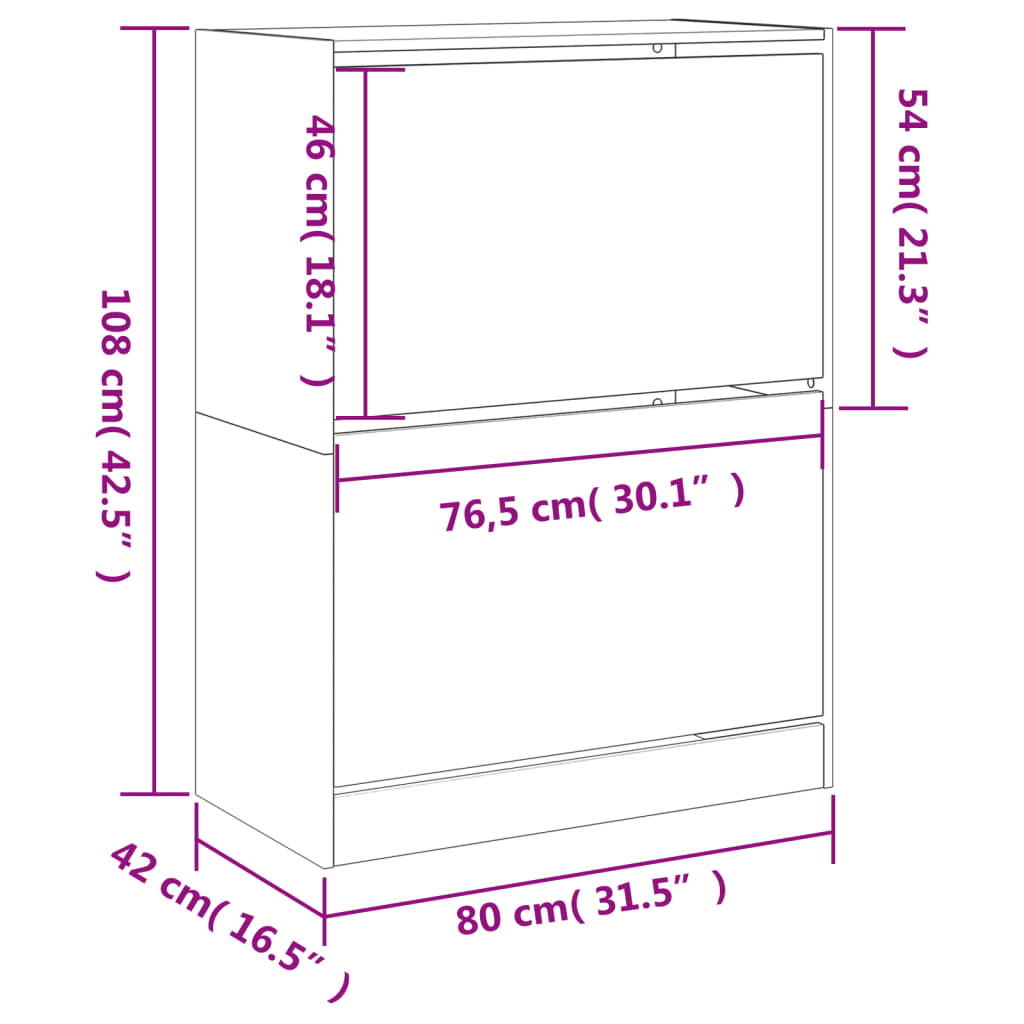 Schoenenkast met 2 klaplades 80x42x108 cm wit is nu te koop bij PeponiXL, paradijselijk wonen!