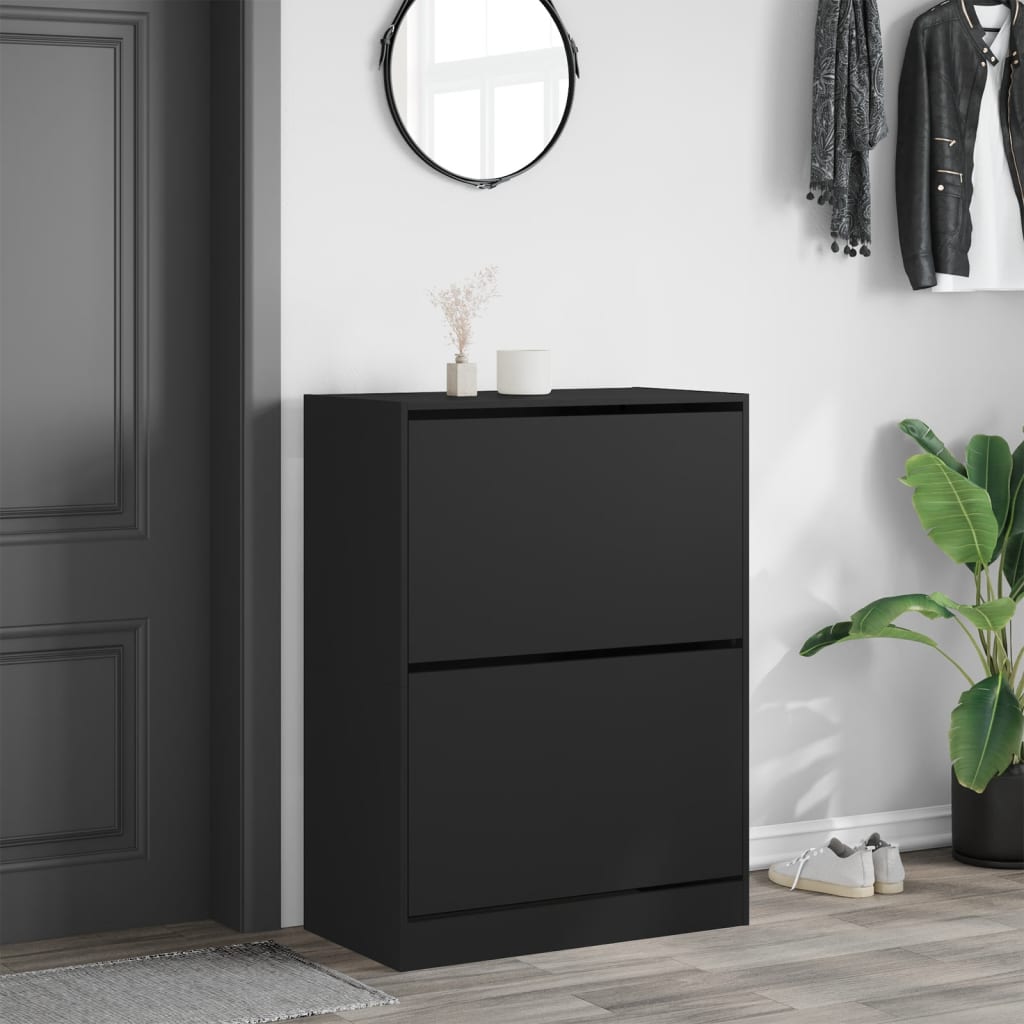 Schoenenkast met 2 klaplades 80x42x108 cm zwart is nu te koop bij PeponiXL, paradijselijk wonen!