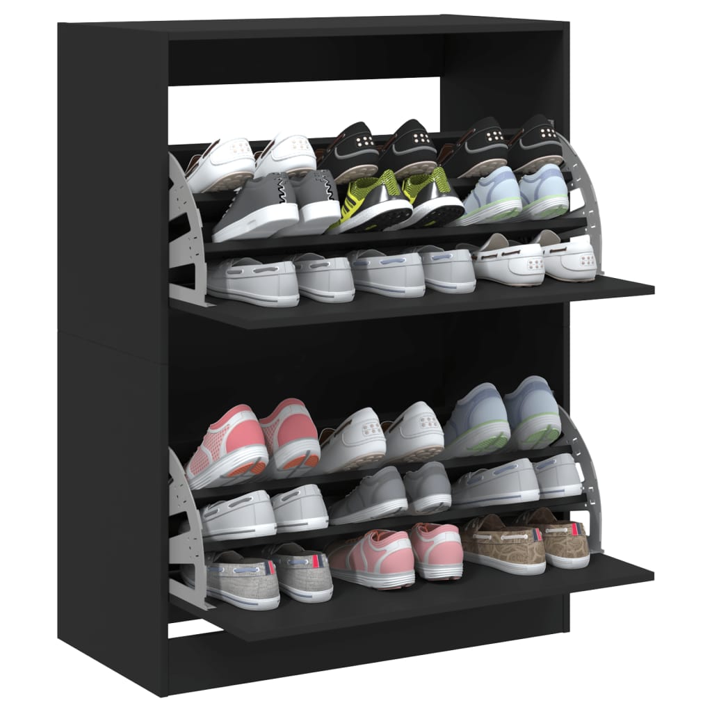 Schoenenkast met 2 klaplades 80x42x108 cm zwart is nu te koop bij PeponiXL, paradijselijk wonen!