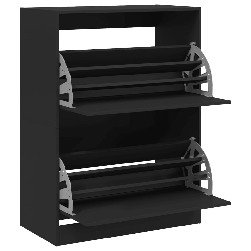 Schoenenkast met 2 klaplades 80x42x108 cm zwart is nu te koop bij PeponiXL, paradijselijk wonen!