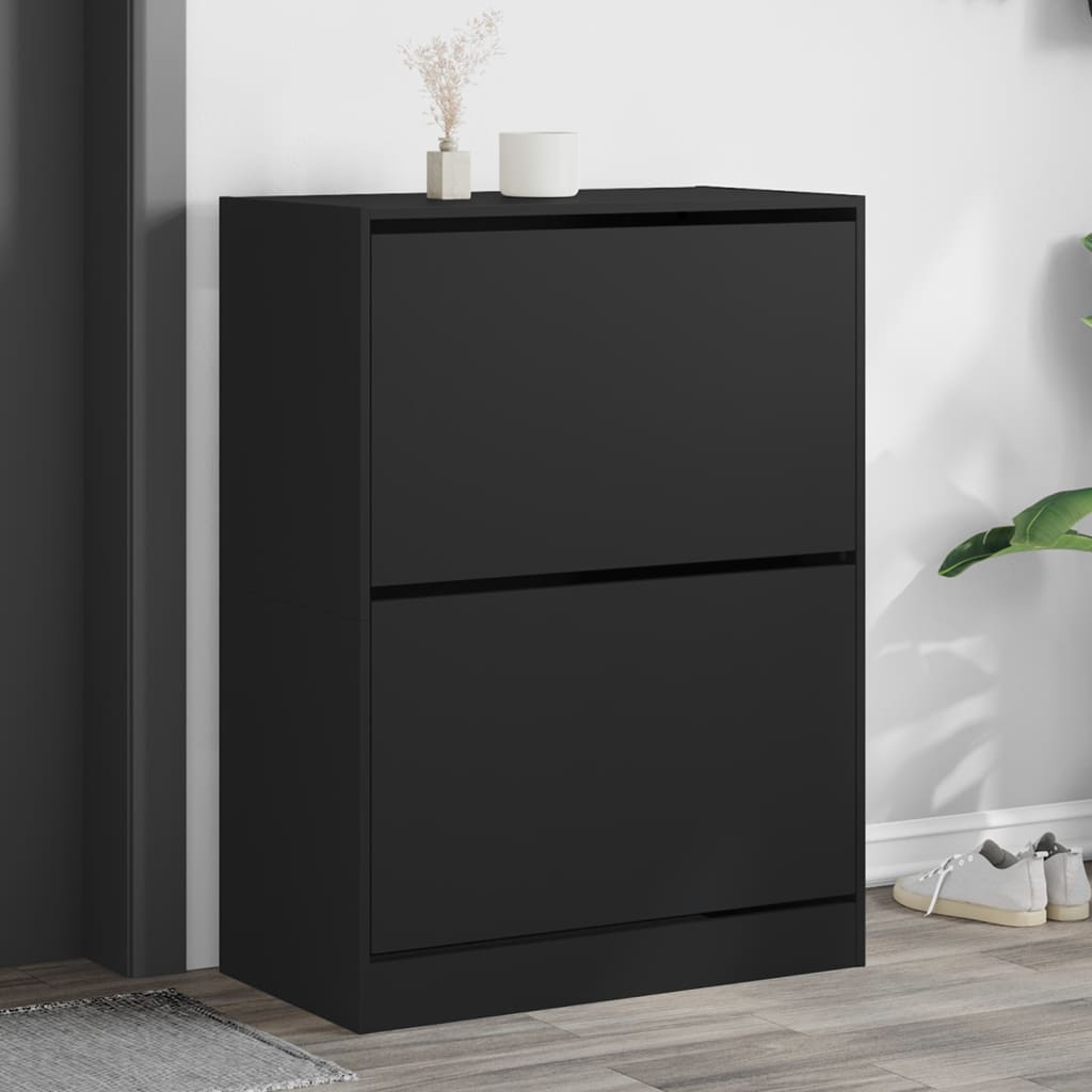 Schoenenkast met 2 klaplades 80x42x108 cm zwart is nu te koop bij PeponiXL, paradijselijk wonen!