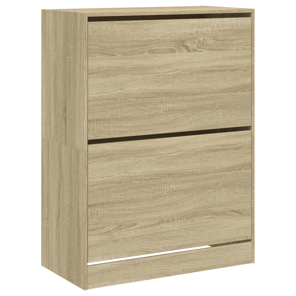 Schoenenkast met 2 klaplades 80x42x108 cm sonoma eikenkleurig is nu te koop bij PeponiXL, paradijselijk wonen!