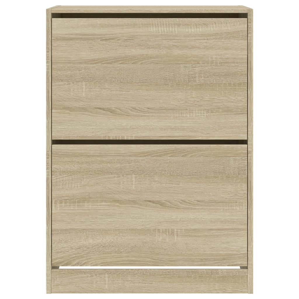 Schoenenkast met 2 klaplades 80x42x108 cm sonoma eikenkleurig is nu te koop bij PeponiXL, paradijselijk wonen!